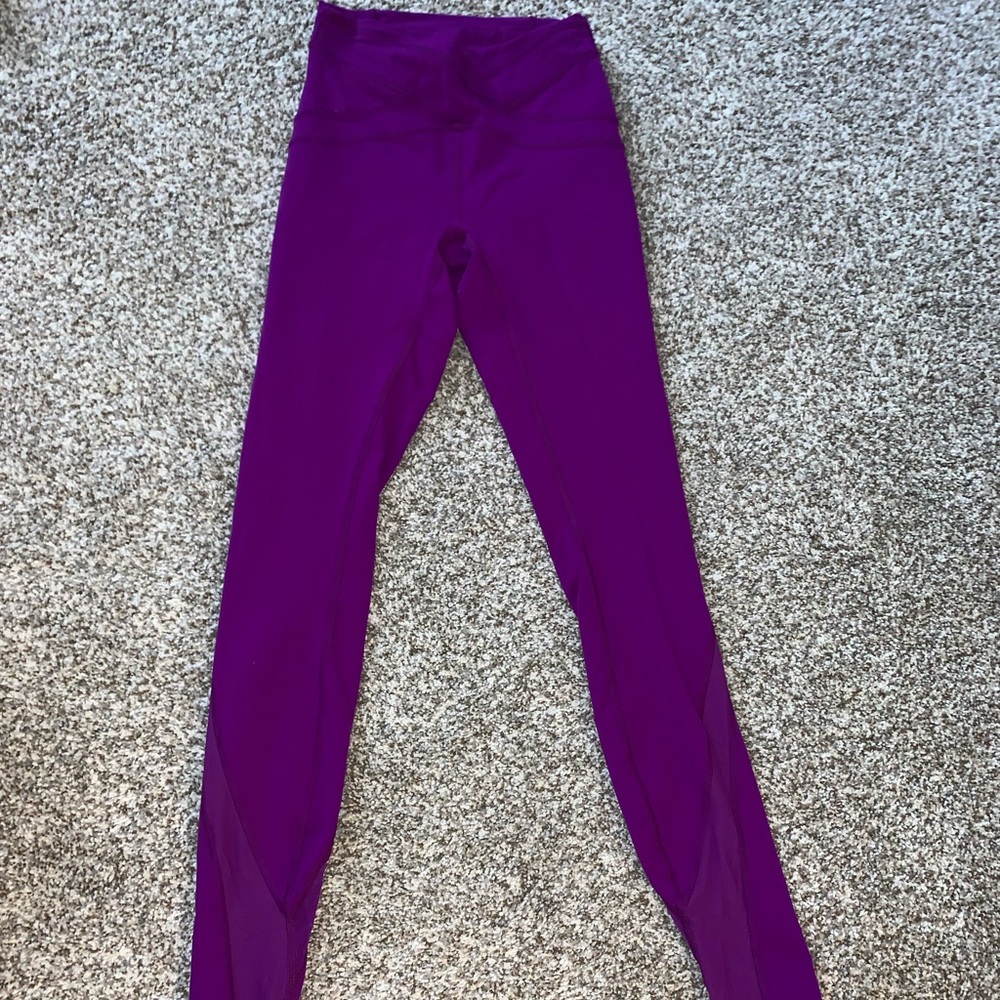Lululemon purple size 4 leggings with mesh detail